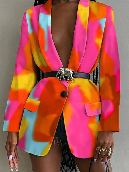 

Urban Regular Fit Lapel Collar Abstract Blazer, Multicolor, Blazers