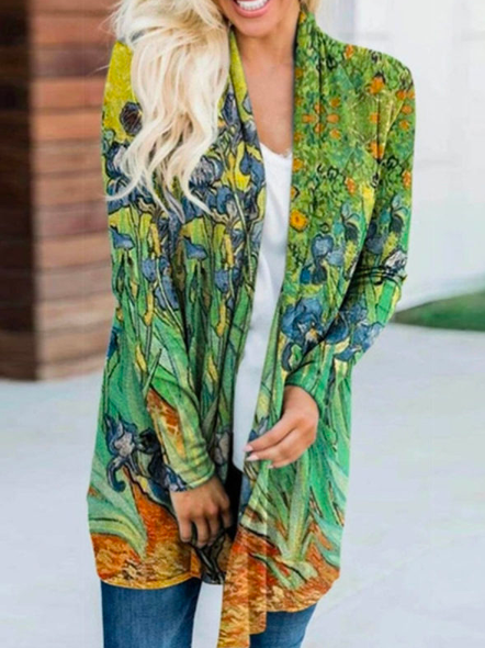 

Casual Loose Cross Neck Other Coat, Multicolor, Cardigans