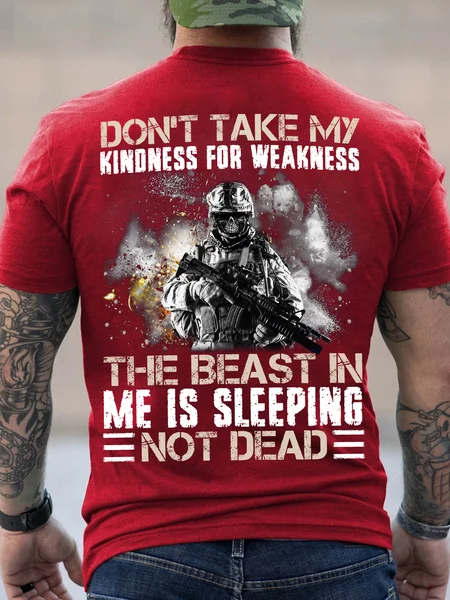 

Men Veteran Don\’T Take My Kindness For Weakness The Beast In Me Is Sleeping Not Dead T-Shirt, Red, T-shirts