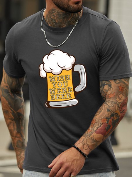

Lilicloth X Hynek Rajtr Wish You Were Beer Men's T-Shirt, Deep gray, T-shirts