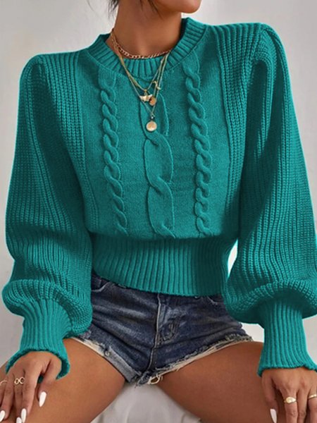 

Plain Autumn Urban Acrylic Micro-Elasticity Daily Long sleeve Regular Regular Sweater for Women, Blue, Sweaters