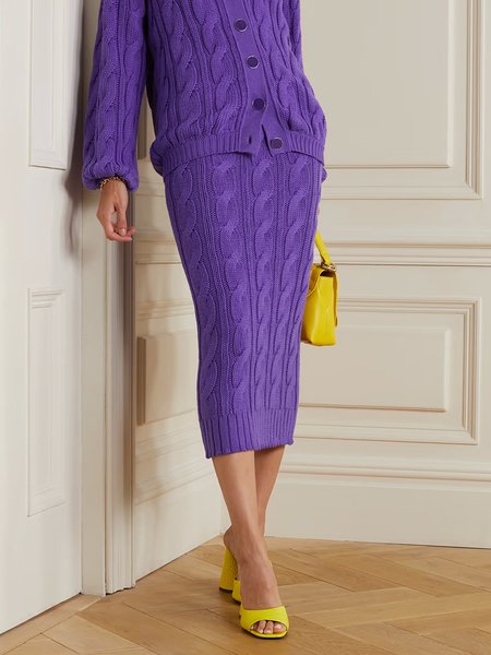 

Plain Simple Tight Skirt, Purple, Midi Skirts
