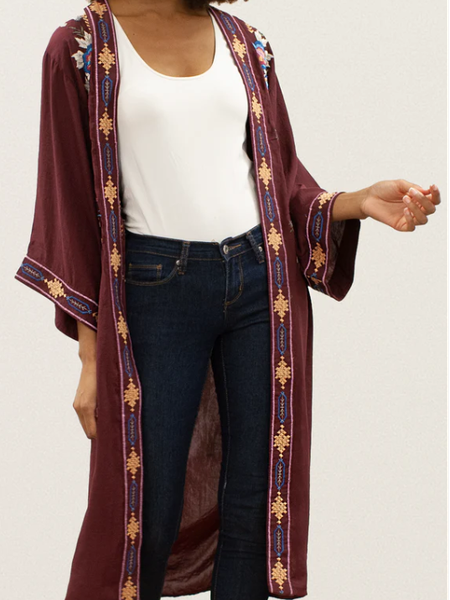 

Loose Boho Ethnic Sweater Coat, Multicolor, Cardigans