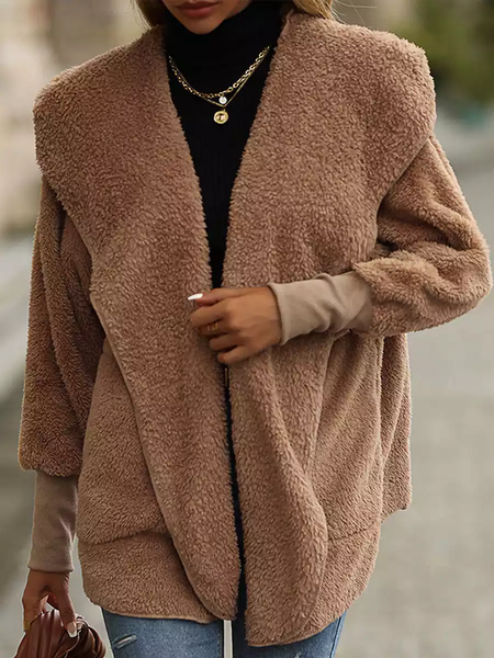 

Cross Neck Plain Other Coat, Brown, Cardigans