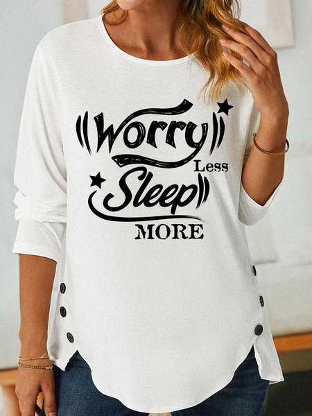 

Lilicloth X Y Worry Less Sleep More Women's Long Sleeve T-Shirt, White, Long sleeves