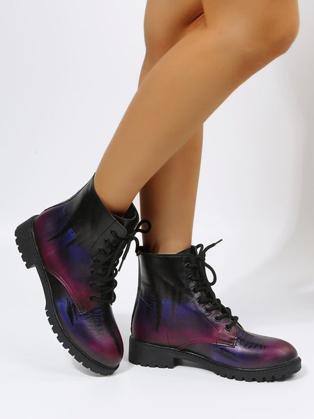 

Purple Jungle Abstract Graphic Booties, Boots