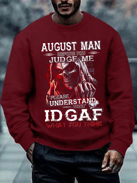 

August Man IDGAF Loose Casual Men‘s Sweatshirt, Red, Hoodies&Sweatshirts