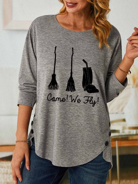 

Halloween Celebration Pumpkin Women Crew Neck Sweatshirt, Gray, Long sleeves