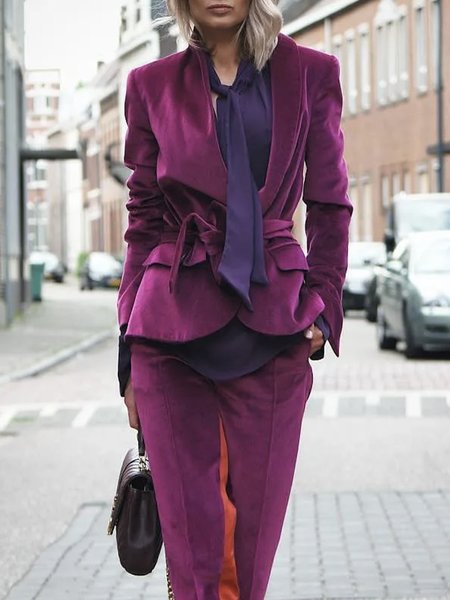 

Long sleeve Urban Regular Fit Plain Blazer, Purple, Blazers