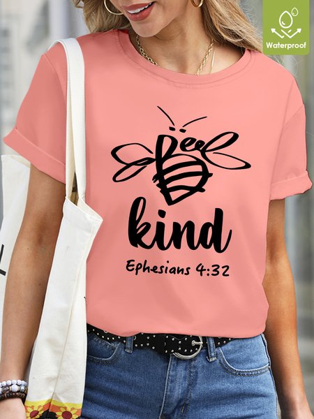 

Lilicloth X Yuna Be Kind Ephesians 4:32 Waterproof Oilproof And Stainproof Fabric Women's T-Shirt, Pink, T-shirts