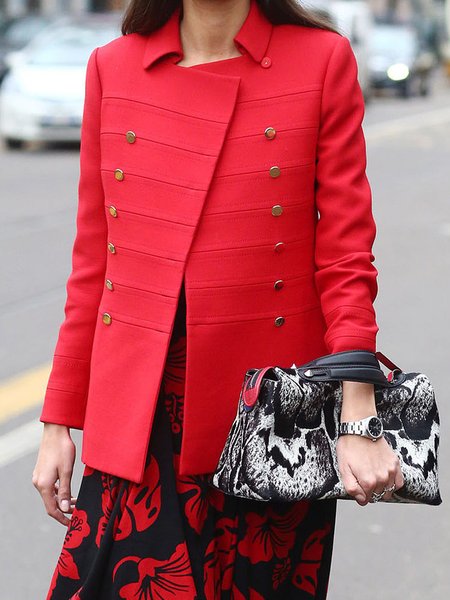 

Shawl Collar Urban Loose Double Breasted Jacket, Red, Jackets