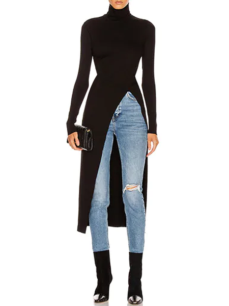 Fall Long Sleeve Simple Turtleneck Daily Simple Daily Top, Black, Blouses and Shirts