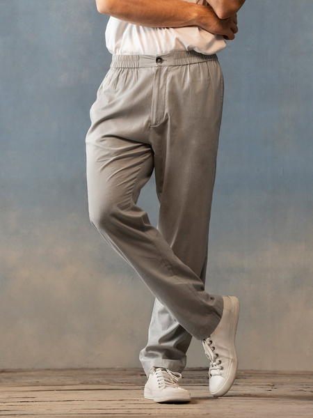 

Cotton Linen Style American Casual Linen Trousers, As picture, Men's pants