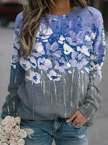 

Floral Loose Casual Sweatshirts, Multicolor, Sweatshirts & Hoodies