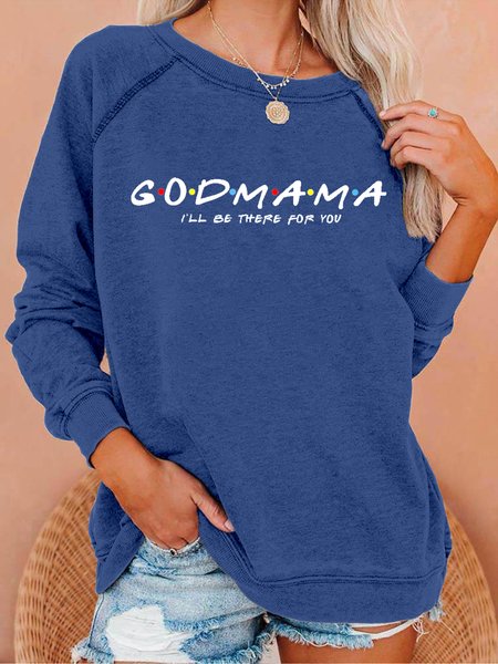 

It's The Season Women Simple Cotton-Blend Tops, Blue, Long sleeves