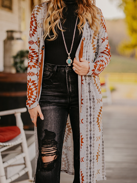 

Boho Geometric Loose Long Cardigans, Multicolor, Outerwear