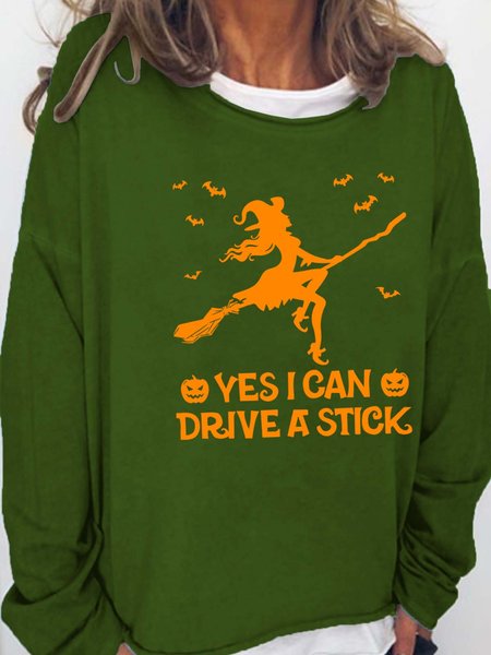 

Halloween Yes I Can Dirve A Stick Casual Sweatshirts, Green, Hoodies&Sweatshirts