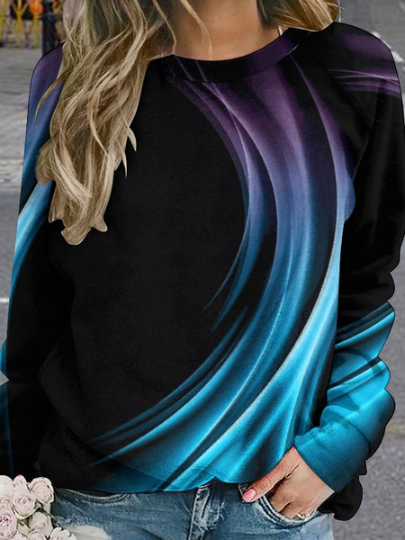 

Women Color Block Render Abstract Loose Raglan Sleeve Sweatshirt, As picture, Hoodies&Sweatshirts