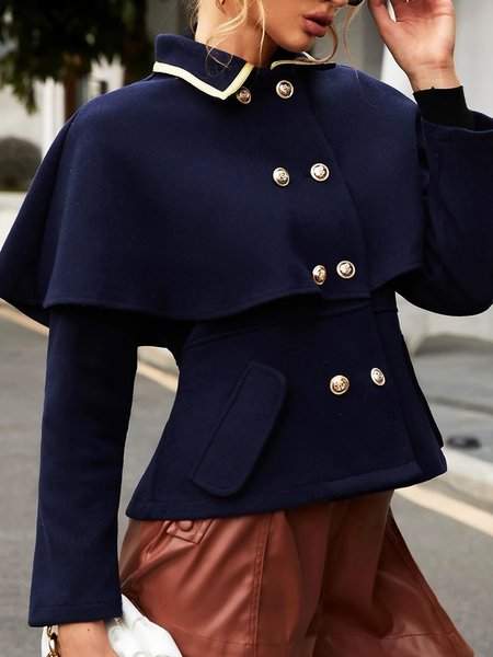 

Urban Double Breasted Long Sleeve Jacket, Purplish blue, Jackets