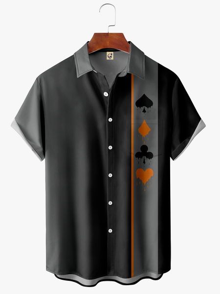 

Men's Geometric Art Print Fashion Hawaiian Lapel Short Sleeve Shirt, Black, Short Sleeve Shirts