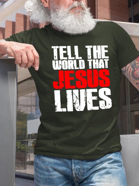 

Tell The World That Jesus Live Men's T-Shirt, Green, T-shirts