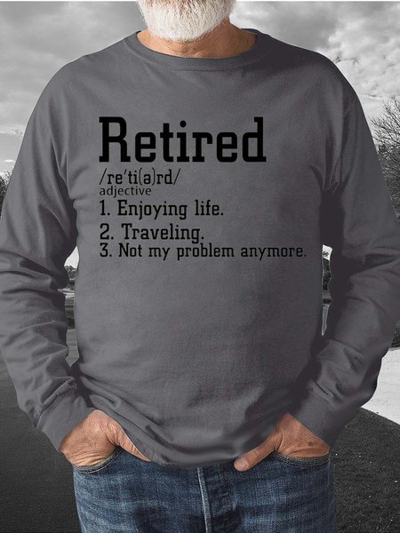 

Men Retired Enjoying Life Traveling Not My Problem Anymore Casual Text Letters Regular Fit Sweatshirt, Gray, Hoodies&Sweatshirts