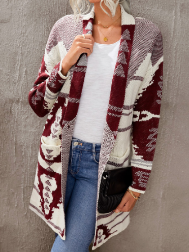 

Loose Ethnic Knitting Sweater Coat, Multicolor, Sweaters