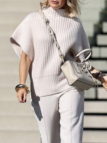 

Turtleneck Simple Plain Loosen Sweater, As picture, Sweaters