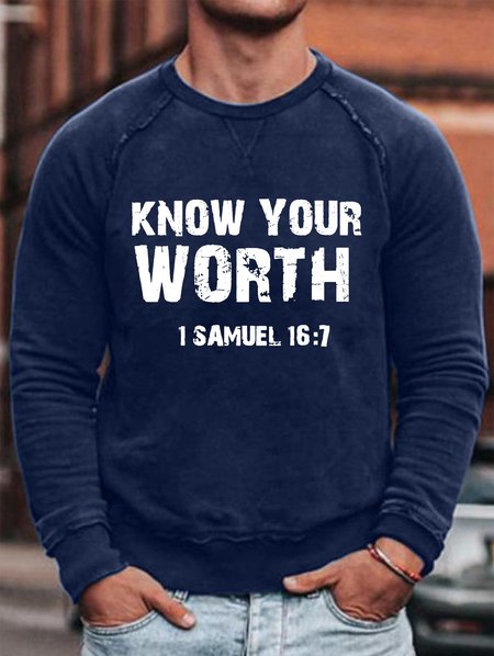 

Know Your Worth 1 Samuel16:7 Men's Sweatshirt, Blue, Hoodies&Sweatshirts