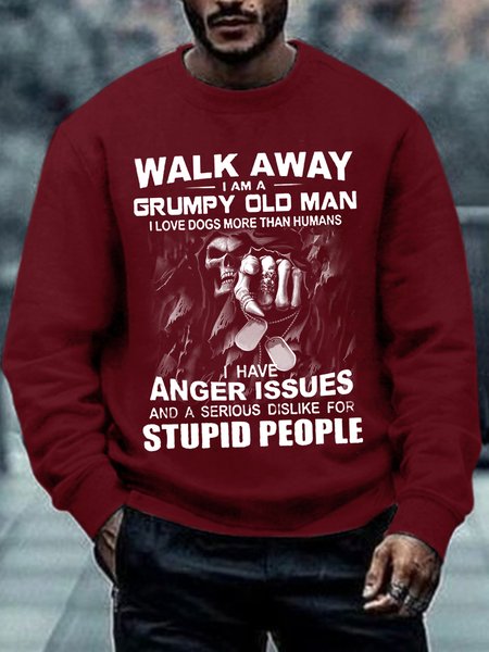 

Walk Away Skeleton Halloween Men's Loose Sweatshirt, Red, Hoodies&Sweatshirts