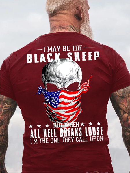 

Mens I Maybe The Black Sheep Letters Cotton T-Shirt, Red, T-shirts