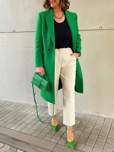 

Green Long sleeve Regular Fit Plain Urban Blazer, Blazers