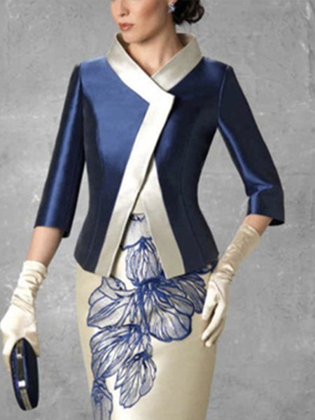 

Color Block Elegant Regular Fit Jacket, Blue, Jackets
