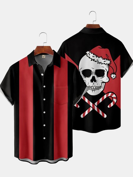 

Men's Casual Short Sleeve Hawaiian Shirt with Chest Pocket Print, Red, Short Sleeve Shirts
