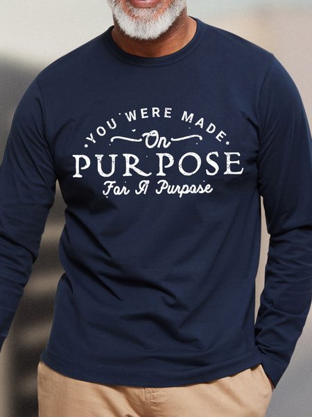 

Lilicloth X Tebesaya You Were Made On Purpose For A Purpose Men's Long Sleeve T-Shirt, Deep blue, Long Sleeves