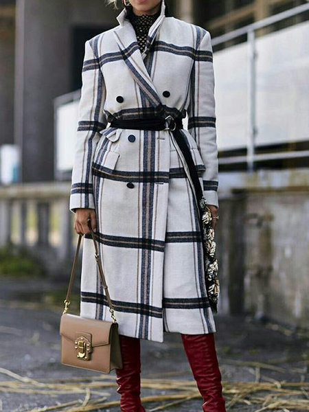 

Loose Lapel Collar Long sleeve Urban Mid-long Overcoat, Gray, Coats