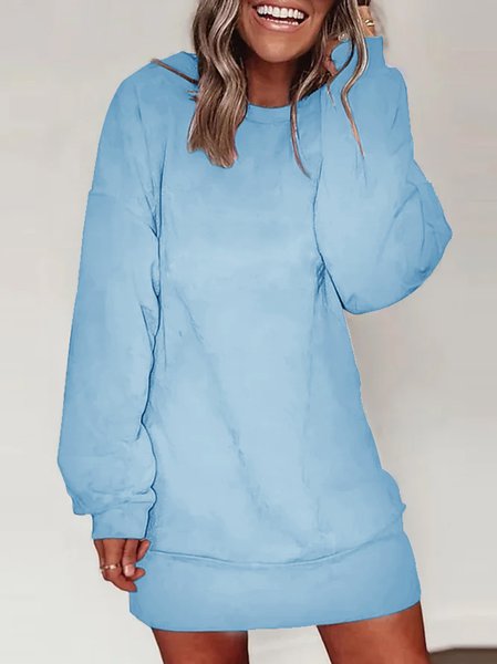 

Womens Plain Crew Neck Sweatshirt Dress, Light blue, Dresses