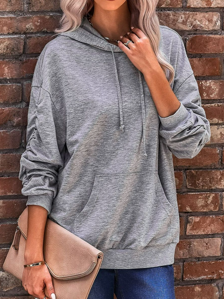 

Plain Hoodie Casual Cotton-Blend Sweatshirts, Gray, Sweatshirts & Hoodies