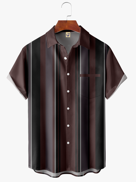 

Men's Art Stripe Print Fashion Hawaiian Lapel Short Sleeve Shirt, Red, Short Sleeve Shirts