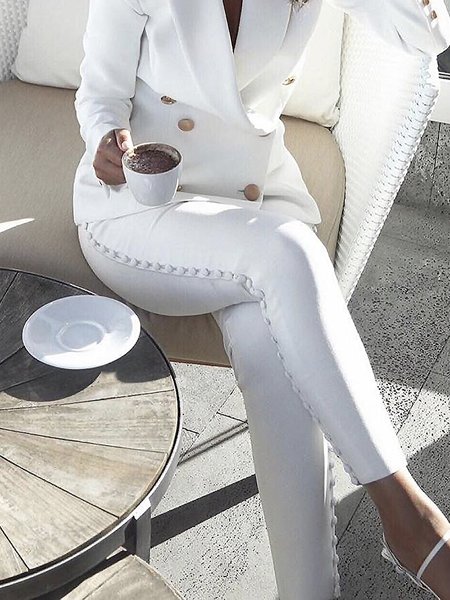 Stylewe Regular Fit Elegant Fashion Ankle Mid Waist Pants, White, Pants
