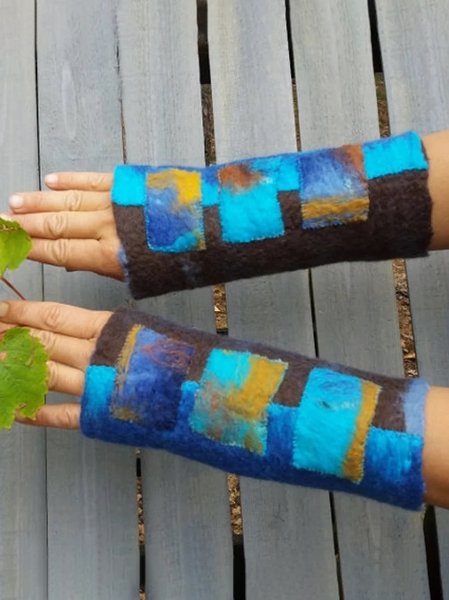 

Casual Gradient Handwoven Half Finger Gloves Vintage Sleeves, As picture, Women Gloves