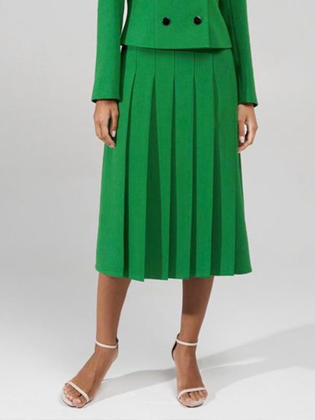 

Daily Plain Green Regular Fit Elegant Skirt, Midi Skirts