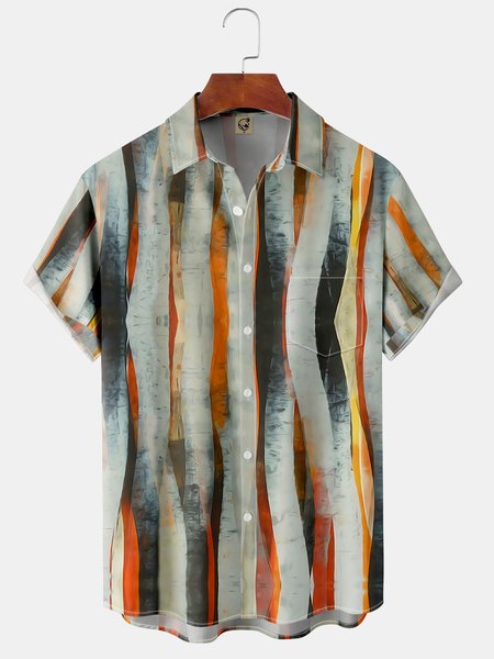 

Men's Casual Short Sleeve Hawaiian Shirt with Chest Pocket Print, As picture, Short Sleeve Shirts