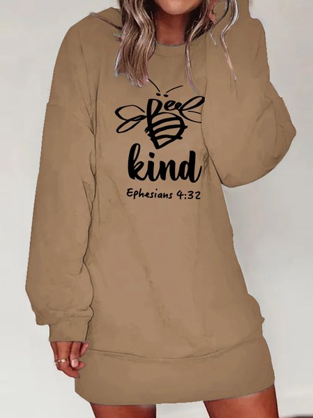 

Lilicloth X Yuna Be Kind Ephesians 4:32 Women's Long Sleeve Sweatshirt Dress, Khaki, Dresses