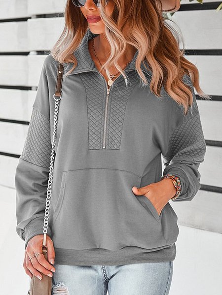 

Diamond Lattice Hoodie Loose Plain Sweatshirts, Gray, Sweatshirts & Hoodies