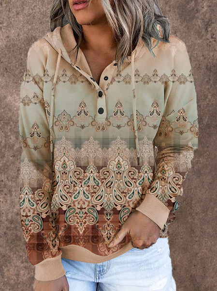 

Ethnic Ethnic Loose Off Shoulder Sleeve Sweatshirts, Khaki, Sweatshirts & Hoodies