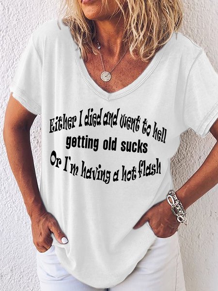 

Lilicloth x Priscilla Getting Old Suck Womens V-Neck T-Shirt, White, T-shirts