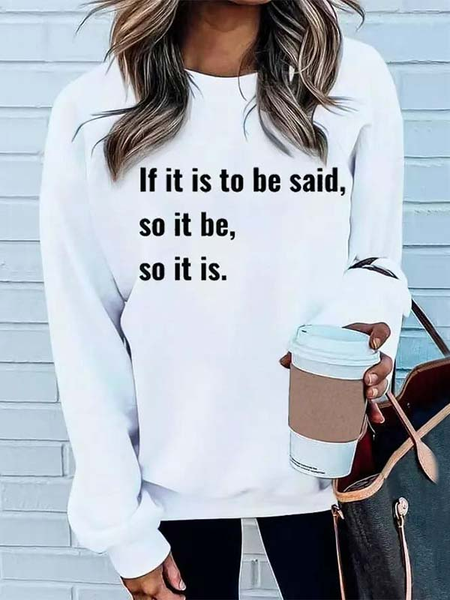 

Crew Neck Casual Text Letters Sweatshirts, White, Sweatshirts & Hoodies