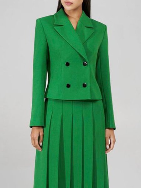 

Elegant Daily Long sleeve Regular Fit Plain Blazer, Green, Blazers