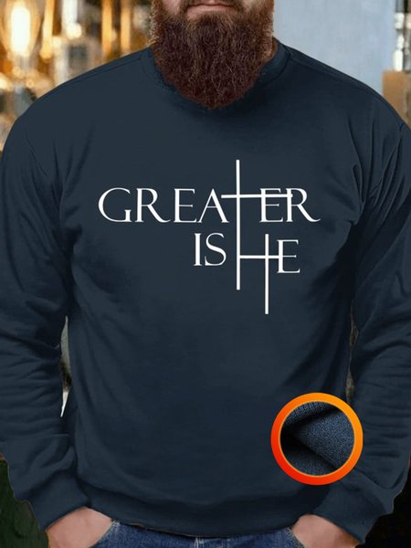 

Greater Is He Cross Men's Sweatshirt, Purplish blue, Hoodies&Sweatshirts